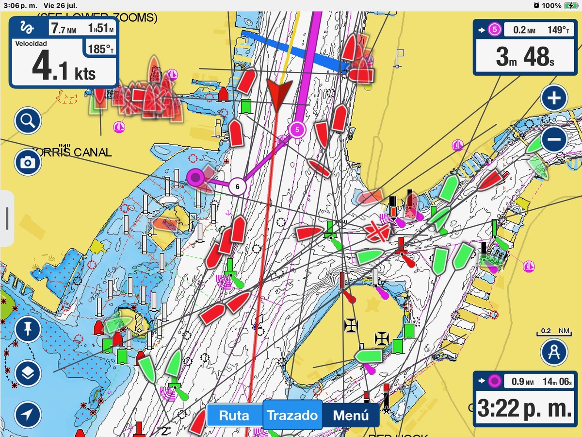 Captura de pantalla cartográfica de navegación por la Bahía Superior de Nueva
York