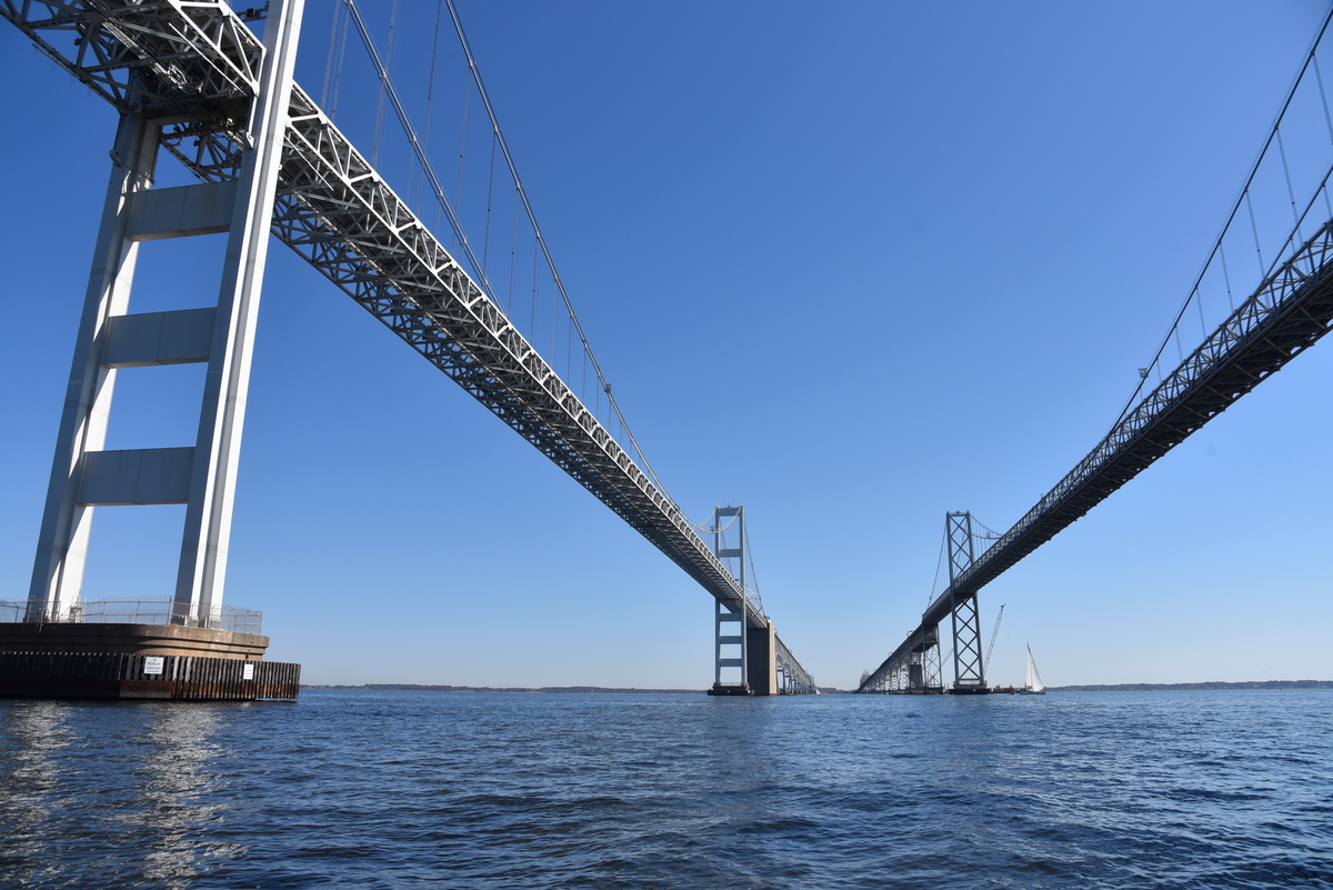 Puente de la Bahía Chesapeake hacia el este desde abajo